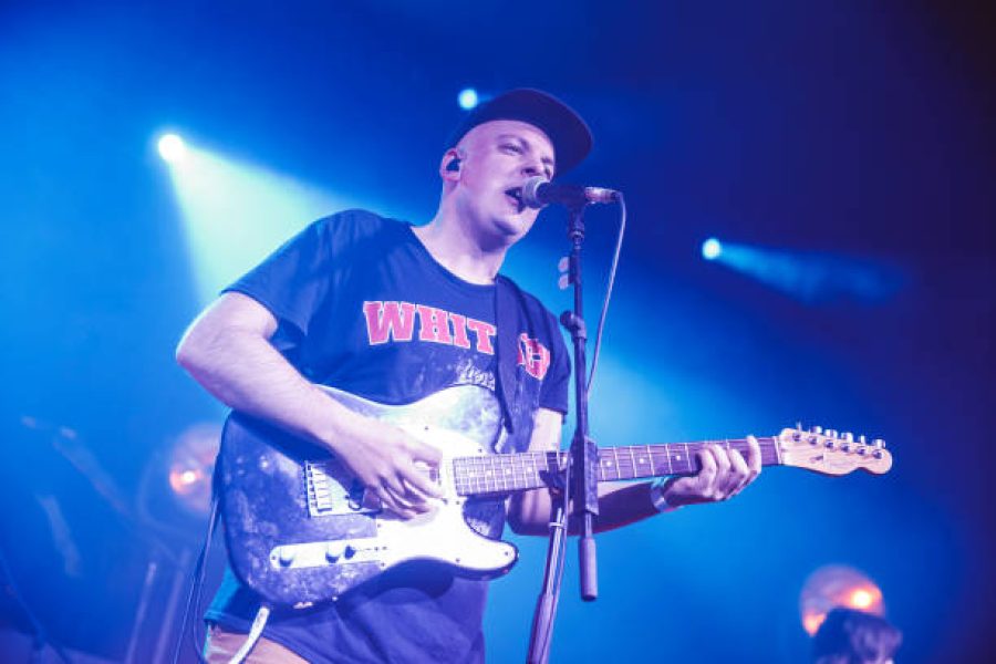 MADRID, SPAIN - APRIL 05: Carlos Pereiro, a.k.a. Carlangas, from the band Novedades Carminha performs onstage at La Riviera on April 05, 2019 in Madrid, Spain. (Photo by Javier Bragado/Redferns)
